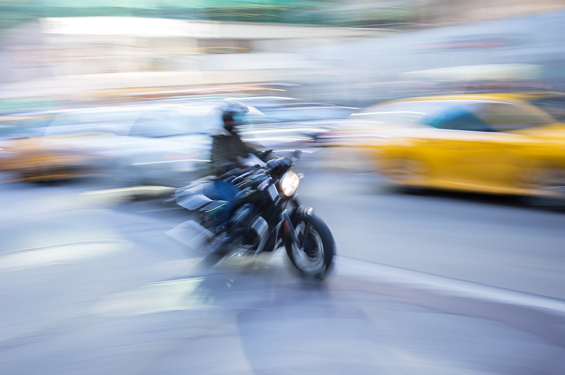 Motorcyclist in Midtown Manhattan-L1002704