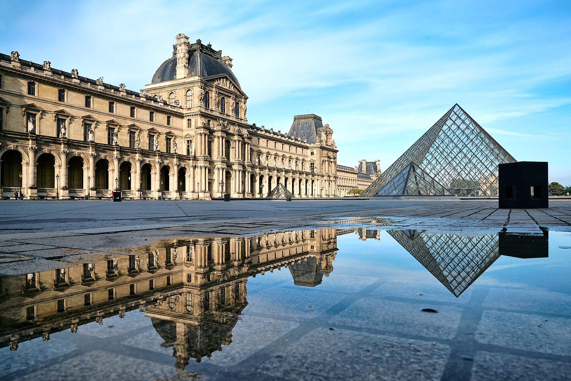 North facade of the Denon Wing & Louvre Pyramid, 1 May 2018